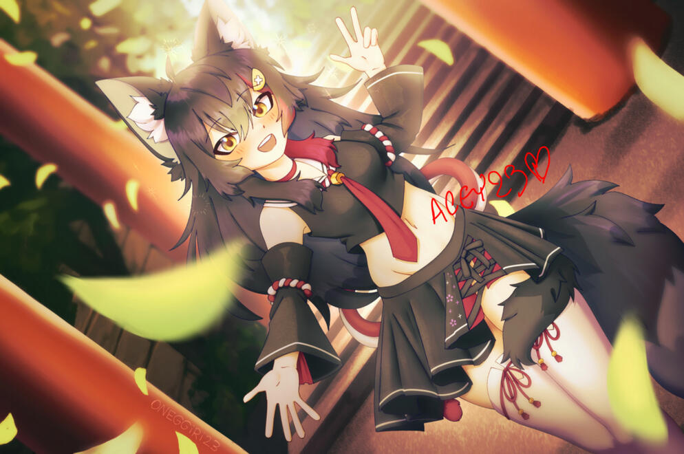 illustration of ookami mio from hololive