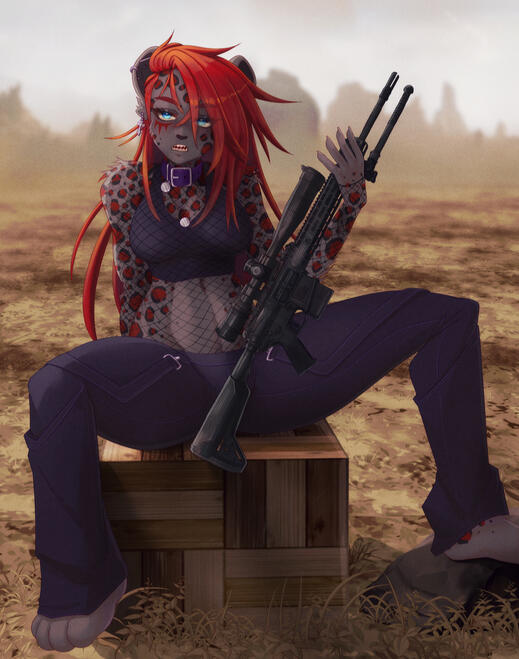 illustration of a furry holding a gun