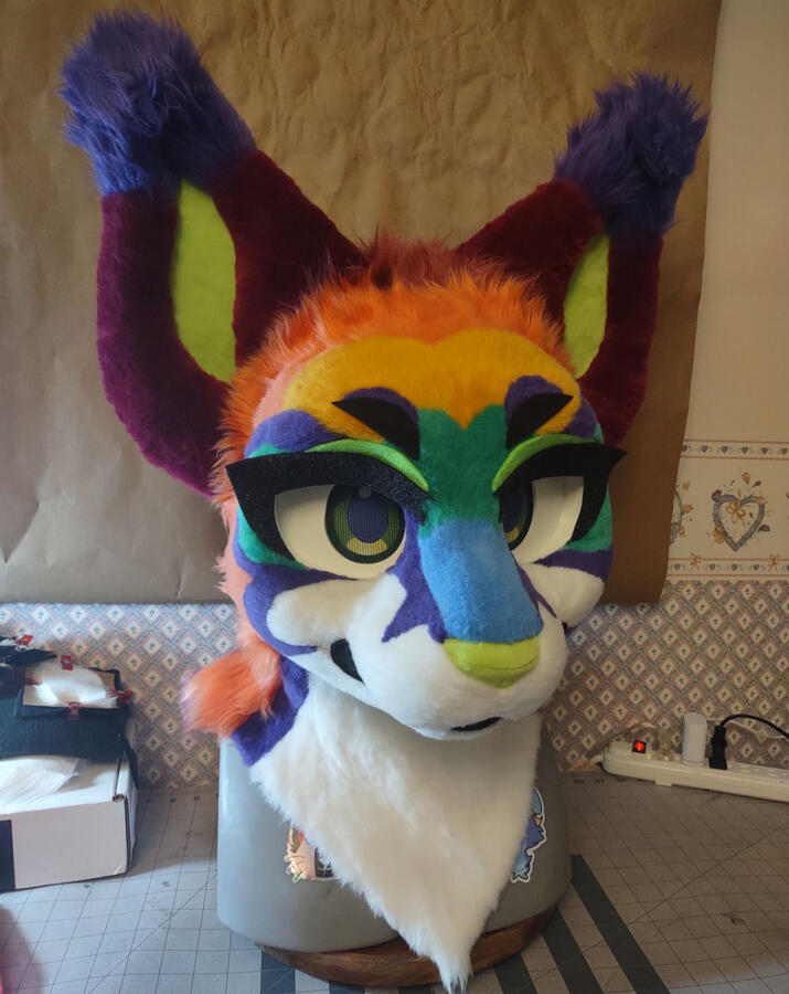 Rainbow Lynx Fursuit Head (Furlandia 2025 Premade)