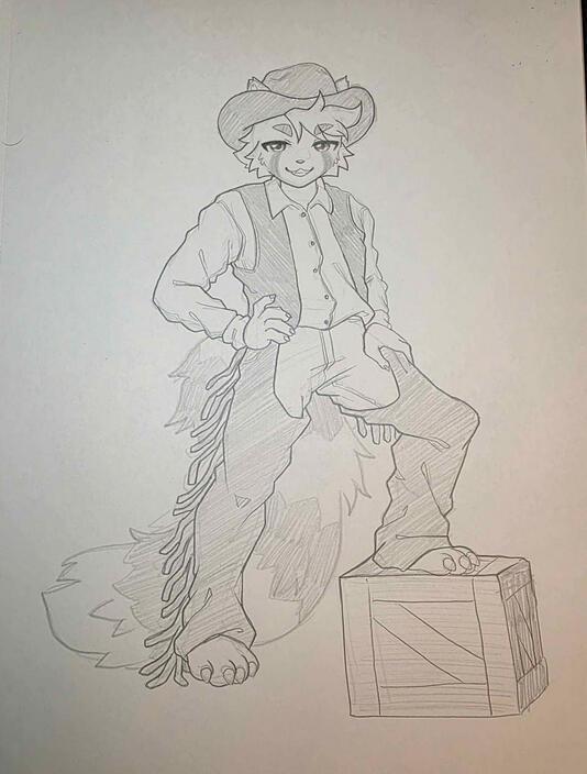 Example of a sketch commission, this one featuring one character Example of a sketch commission, this one featuring one character